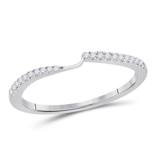 14k White Gold Round Diamond 2-stone Wedding Band 1/8 Cttw (Certified)