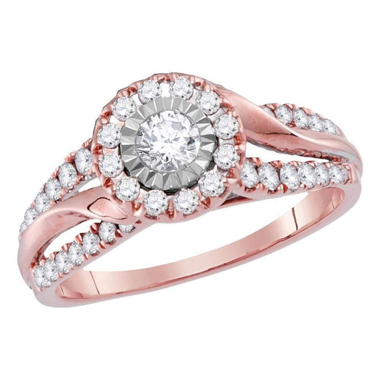 14k Rose Gold Round Diamond Solitaire Bridal Engagement Ring 5/8 Cttw (Certified)