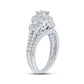 14k White Gold Round Diamond Bridal Wedding Ring Set 1-1/2 Cttw (Certified)