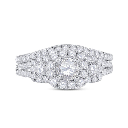14k Yellow Gold Round Diamond 3-stone Bridal Engagement Ring 1-1/2 Cttw (Certified)
