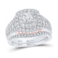 14k Two-tone Gold Round Diamond Bridal Wedding Ring Set 1-1/2 Cttw (Certified)
