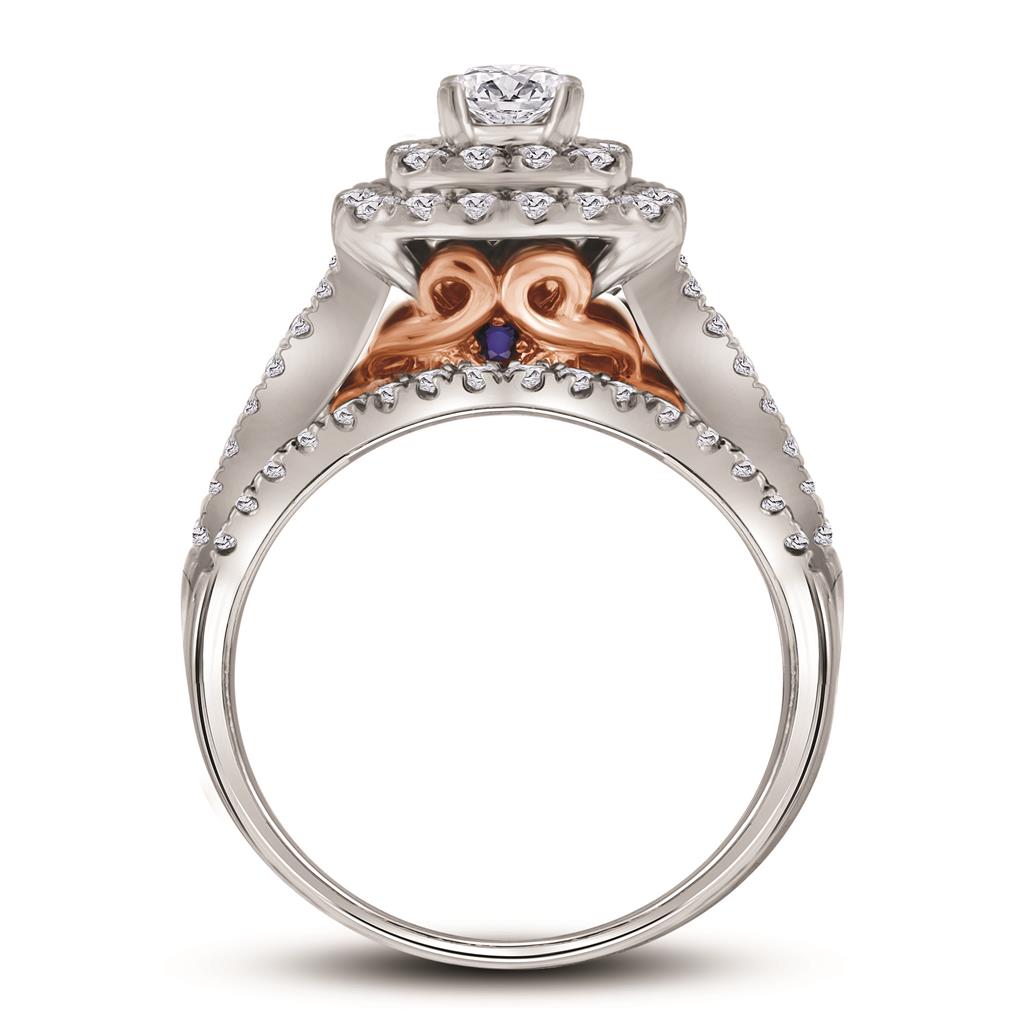 14k Two-tone Gold Round Diamond Bridal Wedding Ring Set 1-1/2 Cttw (Certified)