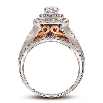 14k Two-tone Gold Round Diamond Bridal Wedding Ring Set 1-1/2 Cttw (Certified)