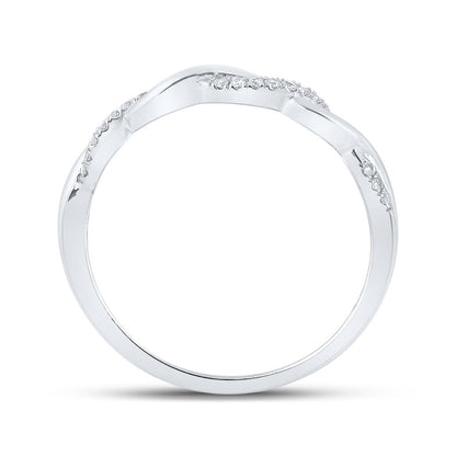 14k White Gold Round Diamond Twist Stackable Band Ring 1/12 Cttw Size 5