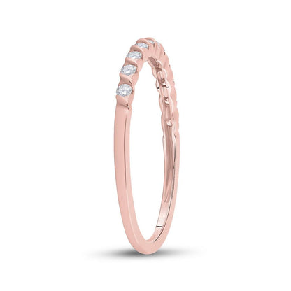 10k Rose Gold Round Diamond Stackable Band Ring 1/6 Cttw