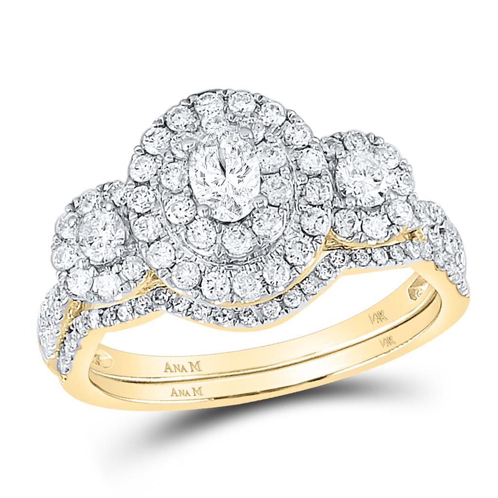 1 CT-Diamond 1/5CT-OVAL BLISS  BRIDAL SETS DOUBLE HALO