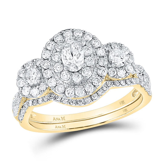 1 CT-Diamond 1/5CT-OVAL BLISS  BRIDAL SETS DOUBLE HALO