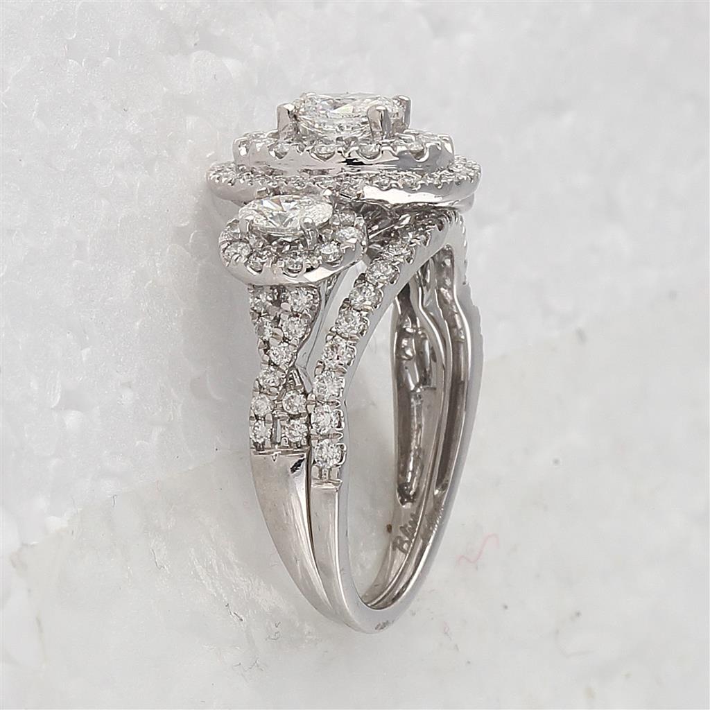 14k White Gold Oval Diamond Bridal Wedding Ring Set 1-1/2 Cttw (Certified)