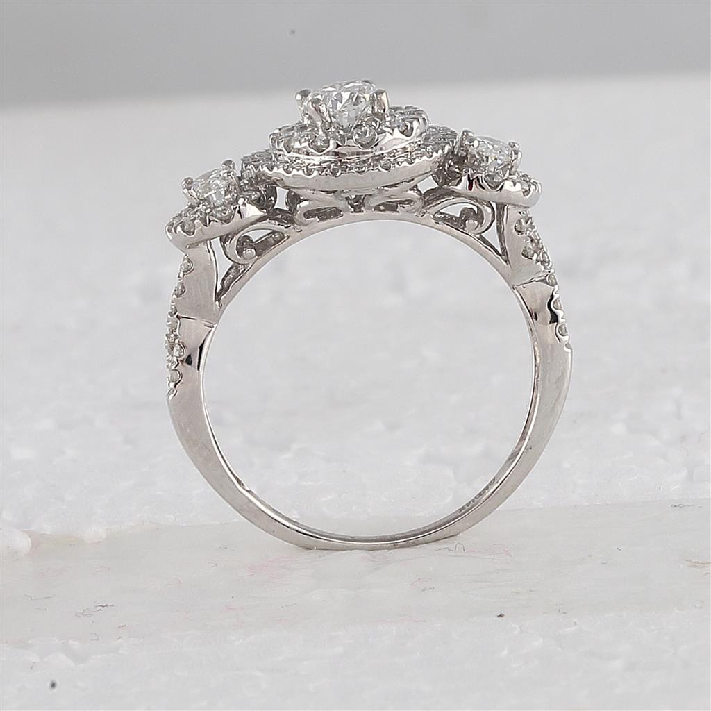 14k White Gold Oval Diamond Bridal Wedding Ring Set 1-1/2 Cttw (Certified)