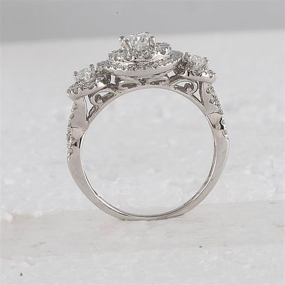 14k White Gold Oval Diamond Bridal Wedding Ring Set 1-1/2 Cttw (Certified)