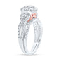 14k White Gold Round Diamond Bridal Wedding Ring Set 1-1/2 Cttw (Certified)