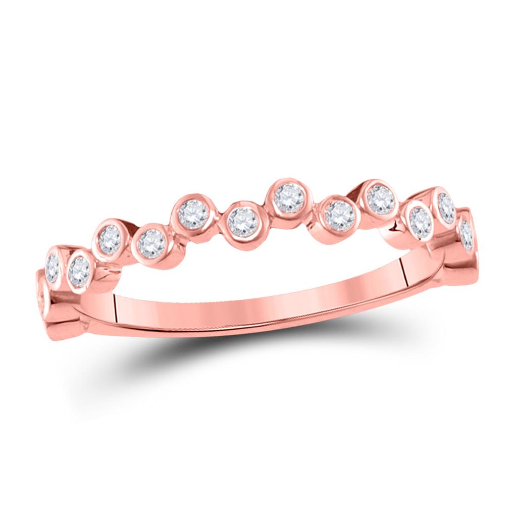 10k Rose Gold Round Diamond Stackable Band Ring 1/4 Cttw
