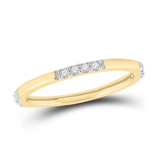 10k Yellow Gold Round Diamond Stackable Band Ring 1/10 Cttw