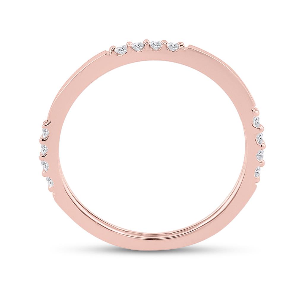 10k Rose Gold Round Diamond Stackable Band Ring 1/10 Cttw