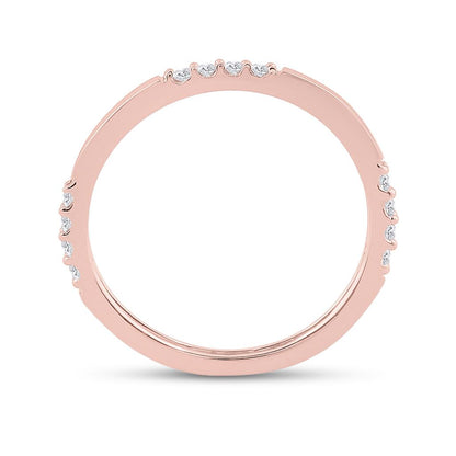 10k Rose Gold Round Diamond Stackable Band Ring 1/10 Cttw