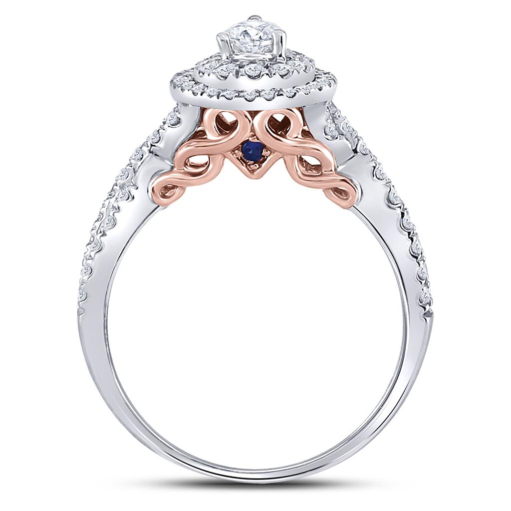 14k White Gold Pear Diamond Bridal Wedding Ring Set 1 Cttw (Certified)