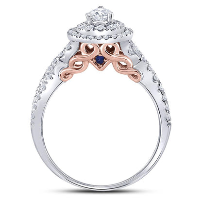 14k White Gold Pear Diamond Bridal Wedding Ring Set 1 Cttw (Certified)
