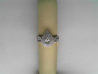 14k White Gold Pear Diamond Bridal Wedding Ring Set 1 Cttw (Certified)