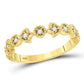 14k Yellow Gold Round Diamond Floral Stackable Band Ring 1/10 Cttw