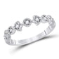 14k White Gold Round Diamond Floral Stackable Band Ring 1/10 Cttw