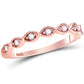 14k Rose Gold Round Diamond Twist Stackable Band Ring 1/10 Cttw