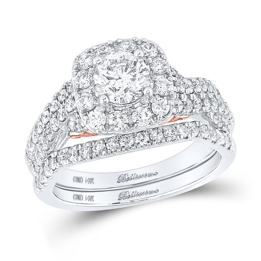 14k Two-tone Gold Round Diamond Bridal Wedding Ring Set 1-3/4 Cttw (Certified)
