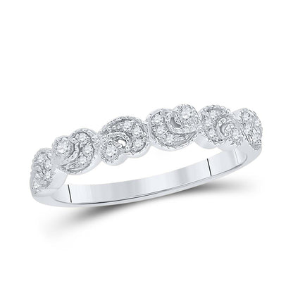 14k Yellow Gold Round Diamond Crescent Stackable Band Ring 1/10 Cttw