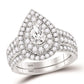 14k Two-tone Gold Pear Diamond Bridal Wedding Ring Set 2 Cttw (Certified)