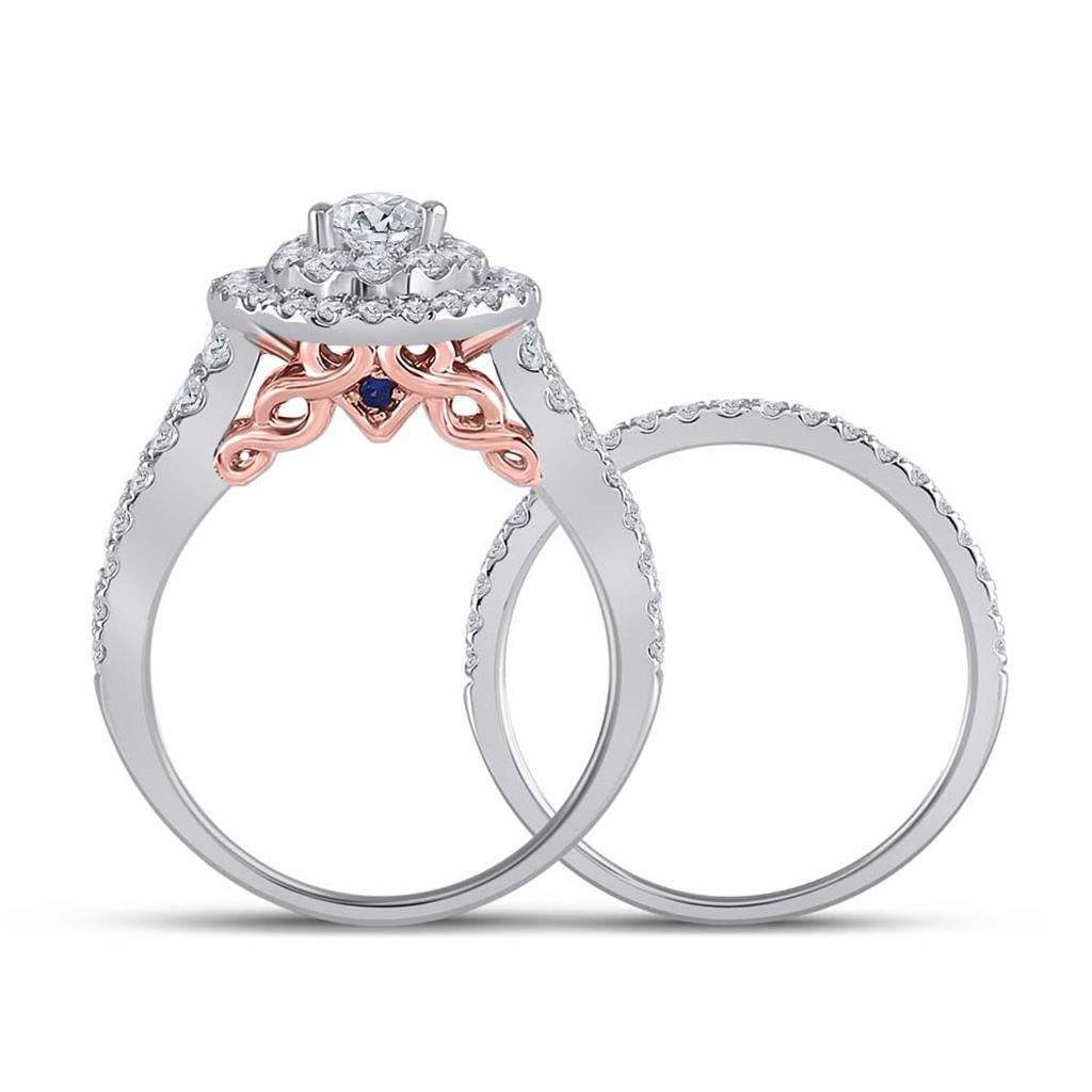 14k Two-tone Gold Pear Diamond Bridal Wedding Ring Set 2 Cttw (Certified)
