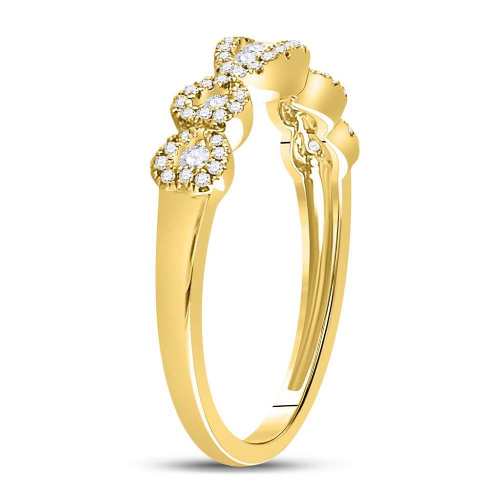 14k Yellow Gold Round Diamond 3-Stone Anniversary Band Ring 3/8 Ctw
