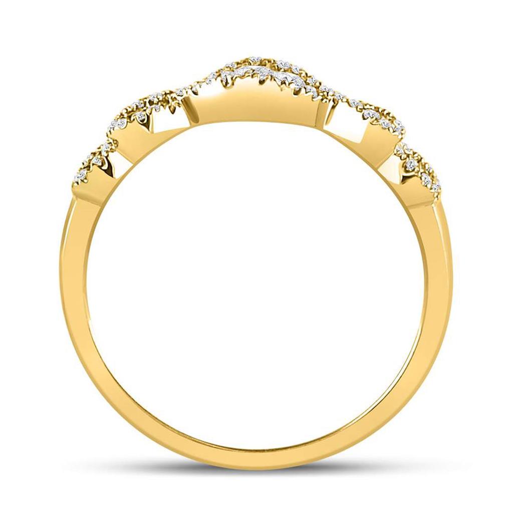 14k Yellow Gold Round Diamond 3-Stone Anniversary Band Ring 3/8 Ctw