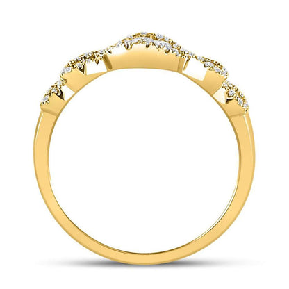 14k Yellow Gold Round Diamond 3-Stone Anniversary Band Ring 3/8 Ctw
