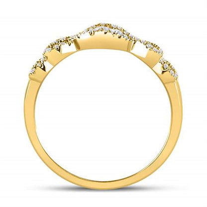 14k Yellow Gold Round Diamond 3-Stone Anniversary Band Ring 3/8 Ctw