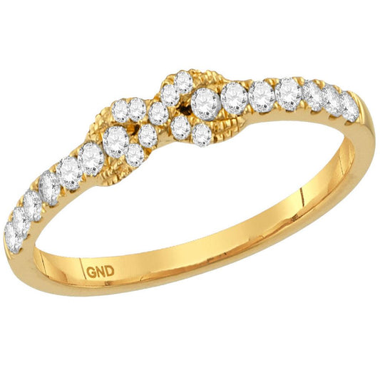 14k Yellow Gold Round Diamond Infinity Knot Stackable Band Ring 1/4 Cttw