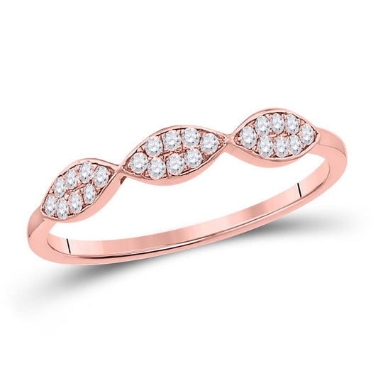 14k Rose Gold Round Diamond Oval Stackable Band Ring 1/8 Cttw