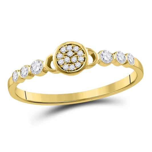 14kt Yellow Gold Round Diamond Cluster Stackable Band Ring 1/6 Cttw