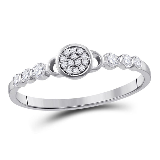 14kt White Gold Round Diamond Cluster Stackable Band Ring 1/6 Cttw