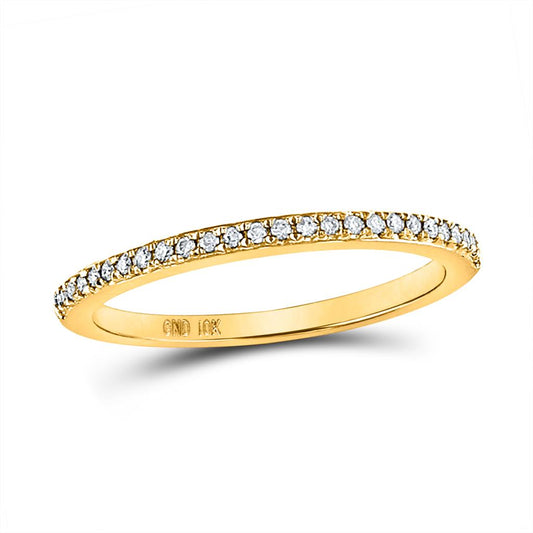 14kt Yellow Gold Round Diamond Single Row Stackable Band Ring 1/8 Cttw