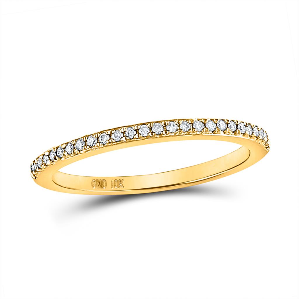 10k Yellow Gold Round Diamond Single Row Stackable Band Ring 1/8 Cttw Size 6