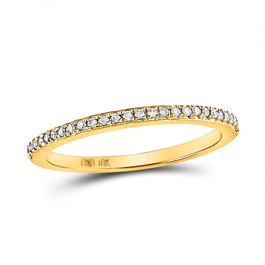 10k Yellow Gold Round Diamond Single Row Stackable Band Ring 1/8 Cttw Size 6