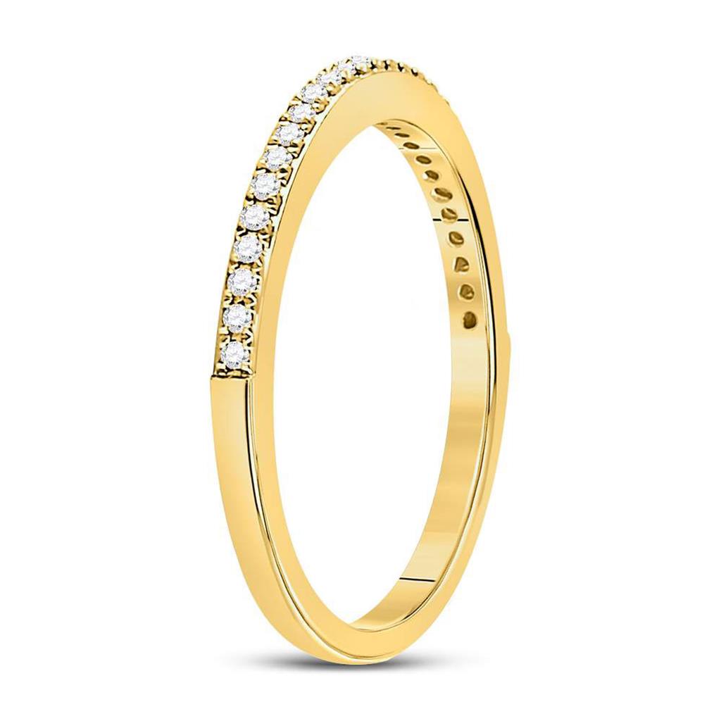 10k Yellow Gold Round Diamond Anniversary Stackable Band Ring 1/8 Cttw