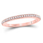 10k Rose Gold Round Diamond Single Row Stackable Band Ring 1/8 Cttw Size 5