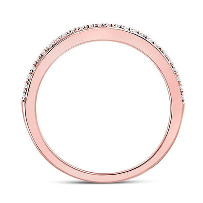 10k Rose Gold Round Diamond Single Row Stackable Band Ring 1/8 Cttw Size 9