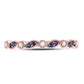 10kt Rose Gold Round Blue Sapphire Diamond Stackable Band Ring 1/10 Cttw