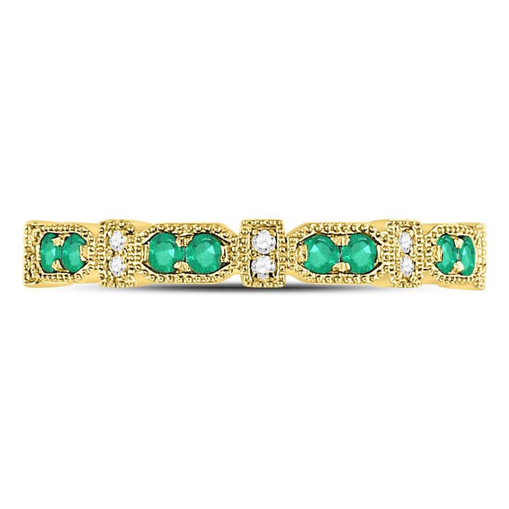 10kt Yellow Gold Round Emerald Stackable Band Ring 1/4 Cttw