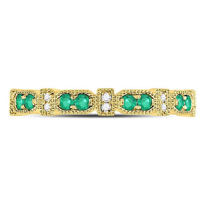 10kt Yellow Gold Round Emerald Stackable Band Ring 1/4 Cttw