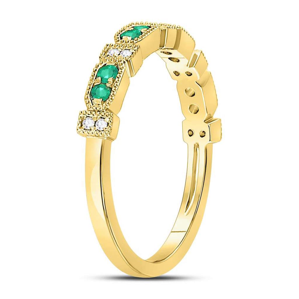 10kt Yellow Gold Round Emerald Stackable Band Ring 1/4 Cttw