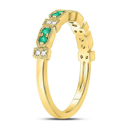 10kt Yellow Gold Round Emerald Stackable Band Ring 1/4 Cttw