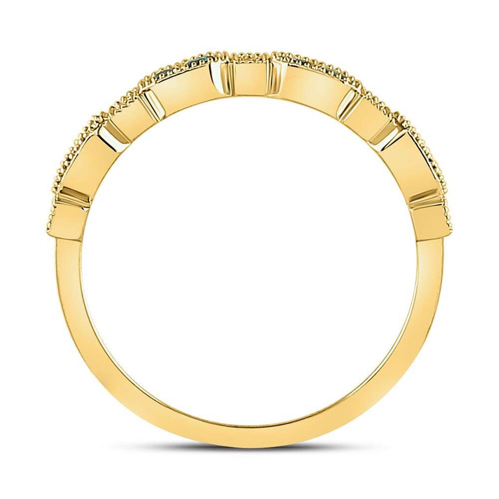 10kt Yellow Gold Round Emerald Stackable Band Ring 1/4 Cttw