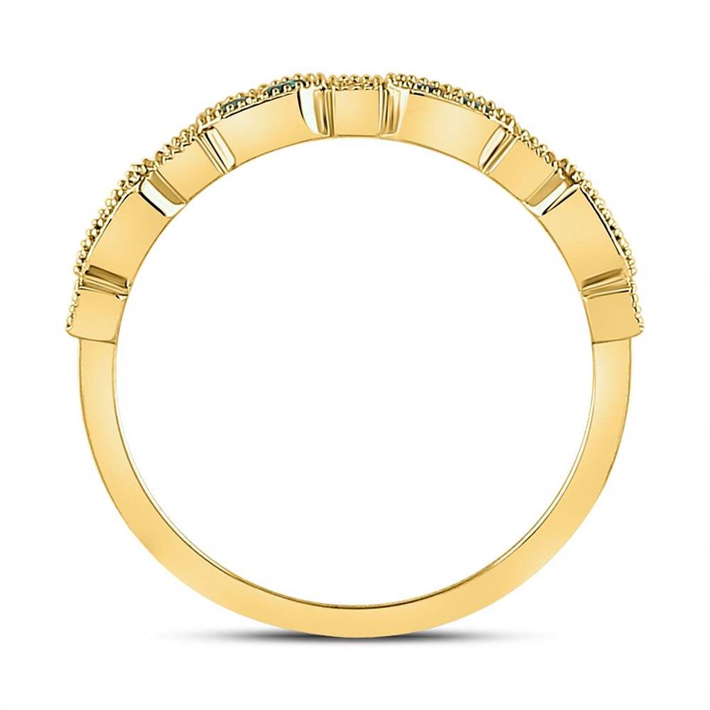 10kt Yellow Gold Round Emerald Stackable Band Ring 1/4 Cttw